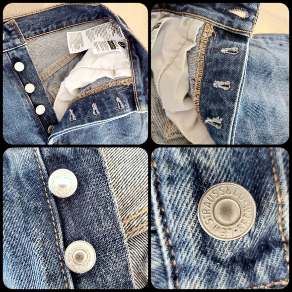 Rare LEVI's Classic Blue Ribcage V Yoke Frayed Skirt - Picture 10 of 16